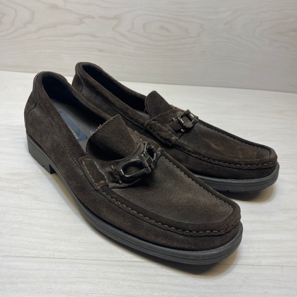 Giorgio Brutini Mens 8M Dark Brown Suede Leather Bit Loafers Moc Toe 174012